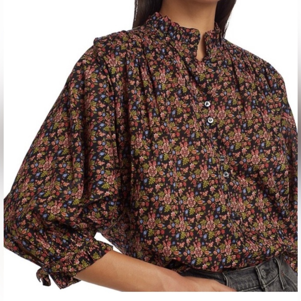 New! DÔEN Rose Black Floral Blouse in Noir Forest 🌳 size S
